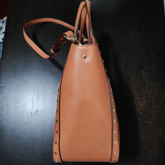 NEW Brahmin Carla Tan Nelani Medium Zig Zag Woven Leather Satchel Caramel Color - Picture 6 of 12